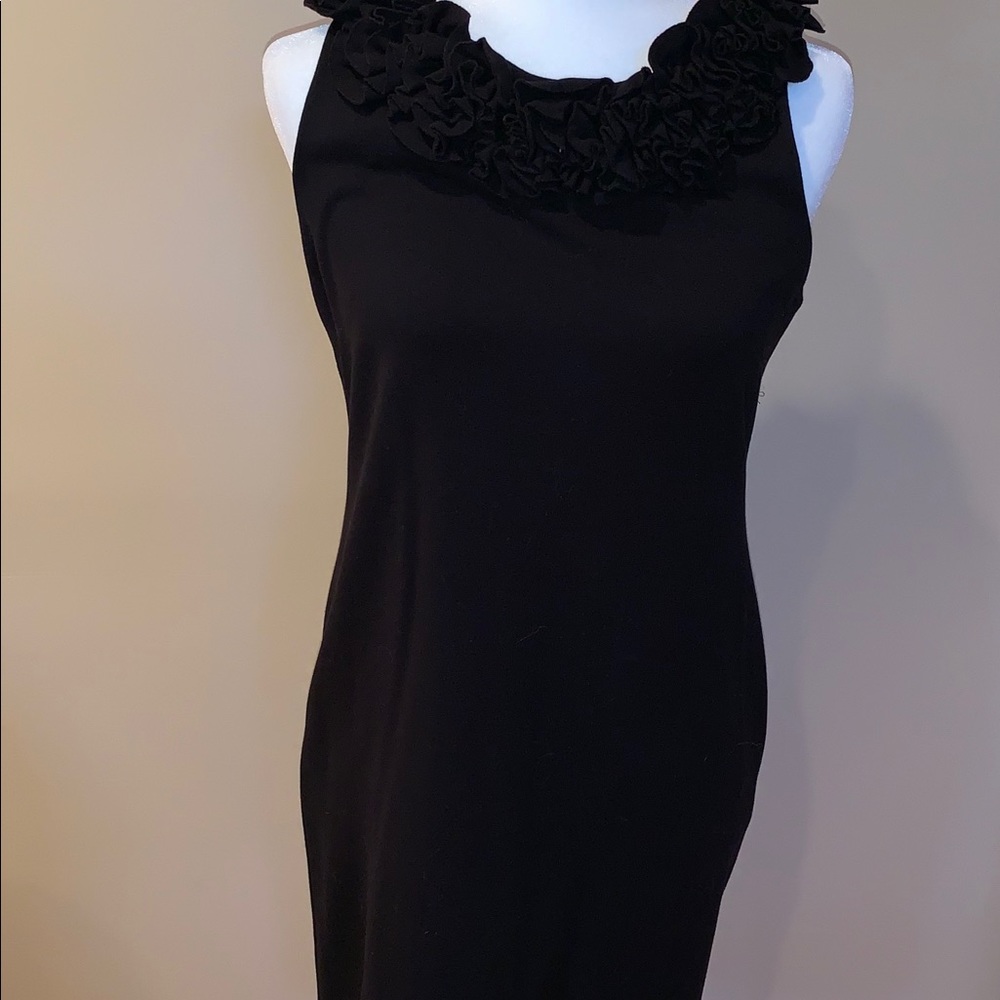 Just Taylor Sheath Black Dress Flower Ruffle - Picture 2 of 8